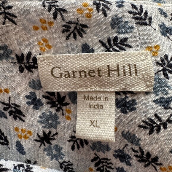 Garnet Hill Women's Easy Crêpe Button-Up Floral and Leaf Print Blouse Size XL - Picture 7 of 9